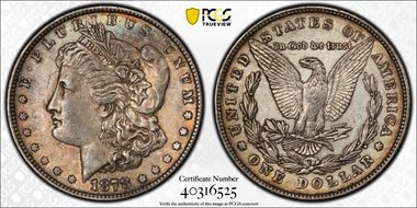 1878 8TF $1 VAM 14.3 Doubled Bow AU50
