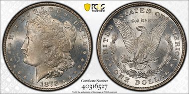 1878 8TF $1 VAM 5 Doubled RIB MS65