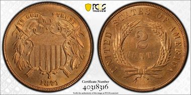 1871 2C MS66RD