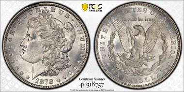 1878 7TF $1 VAM 222A, Face Chips MS62