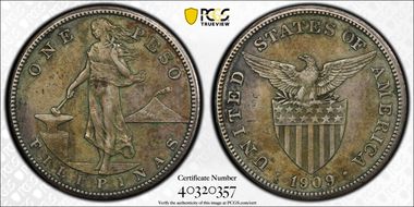 1909-S/S/S Peso Allen-17.04b XF40