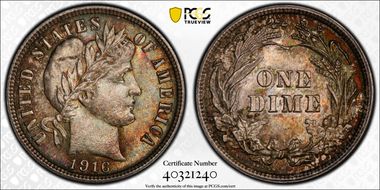 1916 10C Barber MS67
