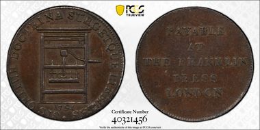 1794 Tkn 1/2P Franklin Press AU50BN