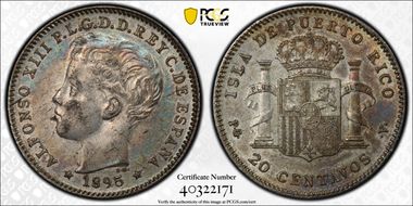 1895-PG V 20C KM-22  Ag AU53
