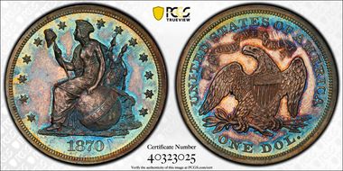 1870 $1 J-1015 PR66