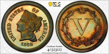 1868 5C J-631 PR66RB