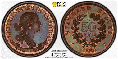 1869 50C J-757 PR64+ RB