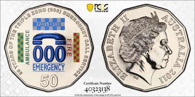 2011 50C Triple Zero Anniversary Colorized MS67