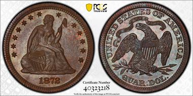 1872 25C J-1198 PR64+ BN