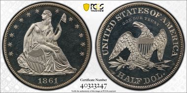 1861 50C J-279 PR64DCAM