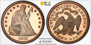 1865 $1 J-434 PR64+ DCAM