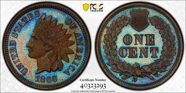 1866 1C J-455 PR65+ BN