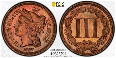 1867 3C J-558 PR64RB