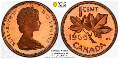 1965 1C Type 2, Sm Beads, Bl 5 PR67CAM