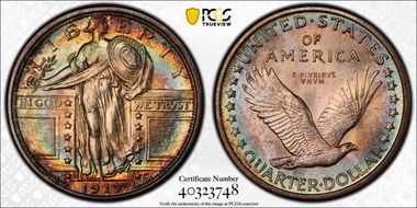 1917-S 25C Type 1 MS67+ FH