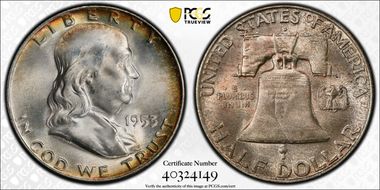 1953-D 50C Obv Die Clash FS-402 MS66FBL