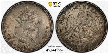 1882-Do C 25C KM-406.3 Lg Date/Sm Date MS65