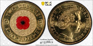 2012 $2 Remembrance Day Colorized MS66