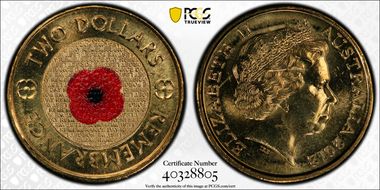 2012 $2 Remembrance Day Colorized MS65