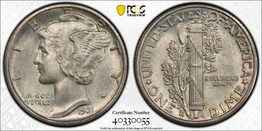 1931-D 10C DDO, FS-101 MS64FB