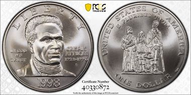 1998-S $1 Crispus Attucks MS70