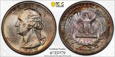 1943-S 25C MS67+
