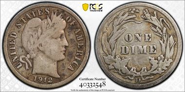 1912-D 10C VG10