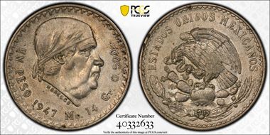 1947-Mo Peso KM-456  Ag N1