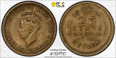 1943 25C KM-115 VF35