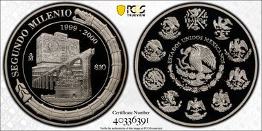 1999-2000-Mo 10 Peso Millenium - Architecture PR69DCAM