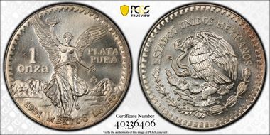 1991-Mo Onza Libertad Ag T1 - PLATA PURA MS69