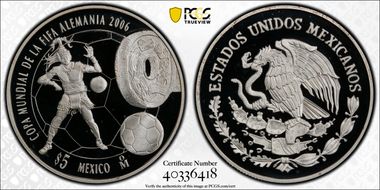 2006-Mo 5 Peso FIFA World Cup PR68DCAM