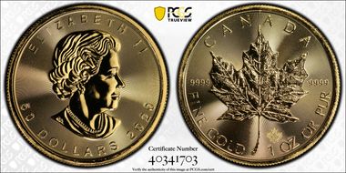 2020 $50 Maple Leaf Au MS69