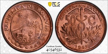 1942 50C KM-182a.2 Restrike MS65RD
