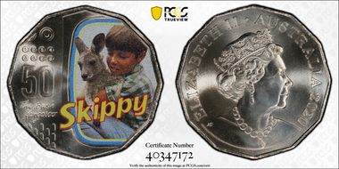2020 50C Skippy-The Bush Kangaroo Colorized MS69