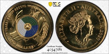 2020-C $2 75th Ann End of WWII Colorized MS67