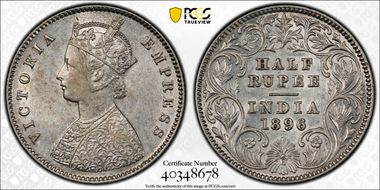 1896-C 1/2 Rup SW-6.224 AU55