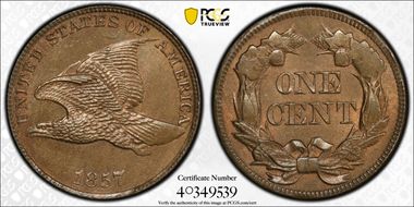 1857 1C Flying Eagle MS63