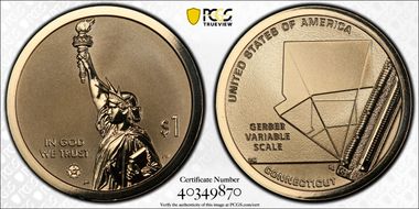 2020-S $1 American Innovation CT Rev PR  Gerber Variable Scale First Strike PR70