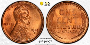 1945-S 1C MS65RD