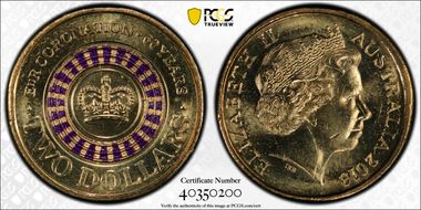 2013 $2 Coronation Colorized MS66