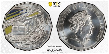 2020 50C Indian Pacific Train Colorized MS69