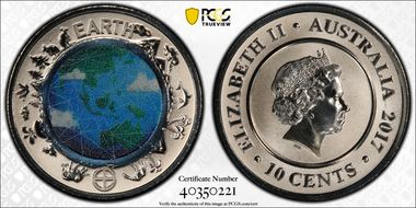 2017 10C Planetary Coins Earth Colorized MS70