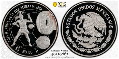 2006-Mo 5 Peso FIFA World Cup PR69DCAM
