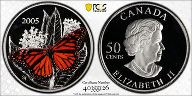 2005 50C Monarch Butterfly Colorized PR69DCAM