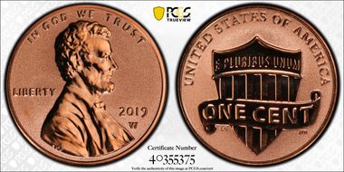 2019-W 1C Shield - Reverse Proof PR69RD