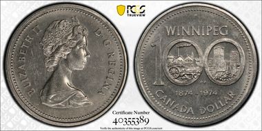 1974 $1 Winnipeg - Single Yoke MS64