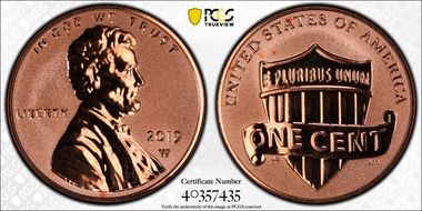 2019-W 1C Shield - Reverse Proof PR69RD