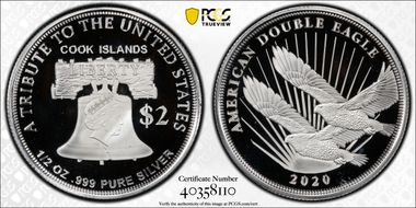 2020 $2 Tribute to the U.S. Ag American Double Eagle PR69DCAM