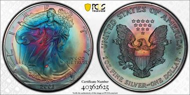 2002 $1 Silver Eagle MS68